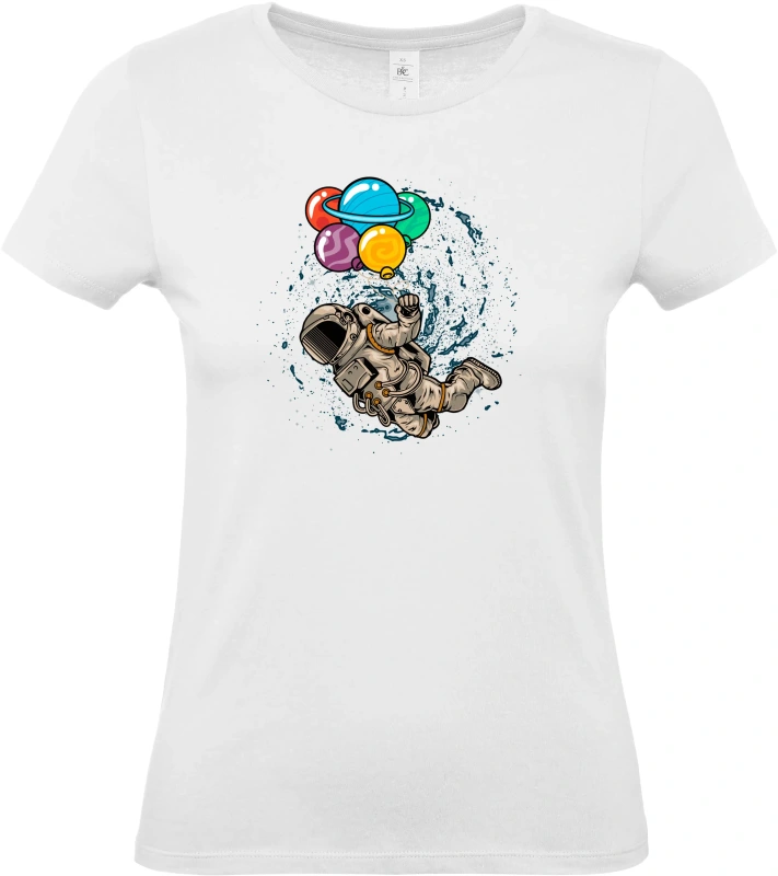 Dámské tričko Kosmický Snílek - Astronaut s Planetovými Balóny 2
