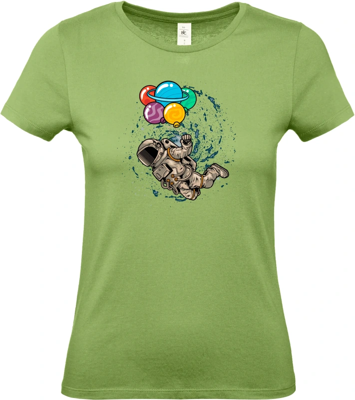Dámské tričko Kosmický Snílek - Astronaut s Planetovými Balóny 9