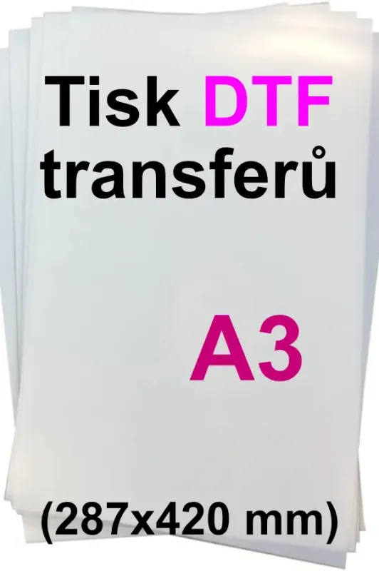 DTF potisk transférové fólie A3 od zahraničního partnera