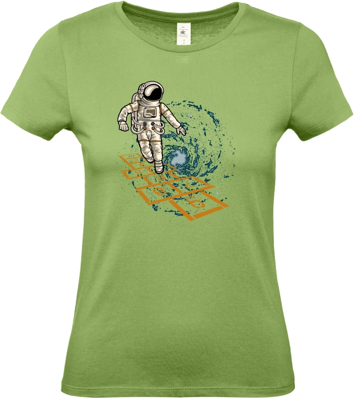 Dámské tričko Vesmírná Školka - Astronaut Hraje v Galaxii 9